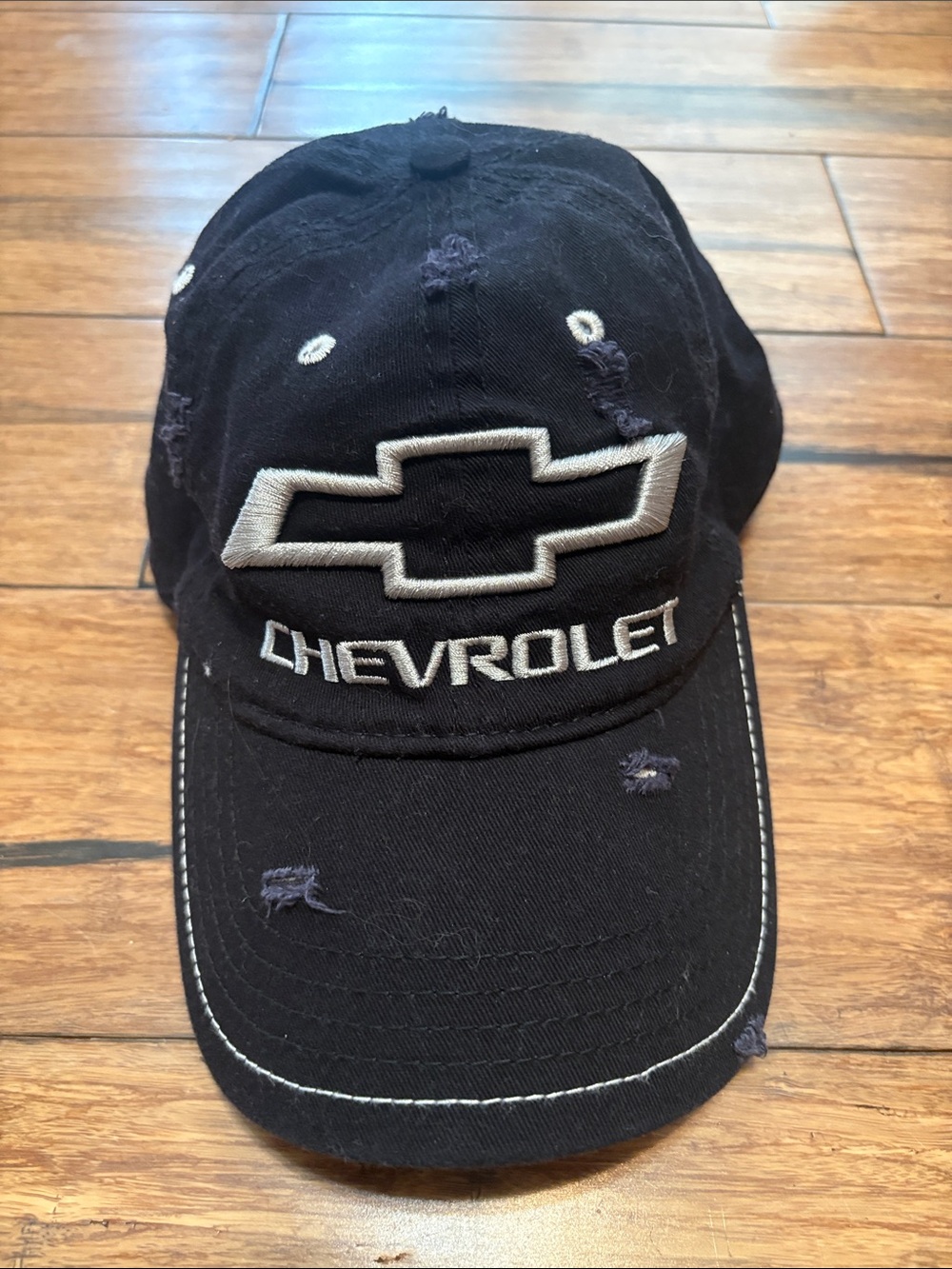 Chevy Chevrolet Black Fitted Stretch Hat Rugged Official GM Cap General Motors